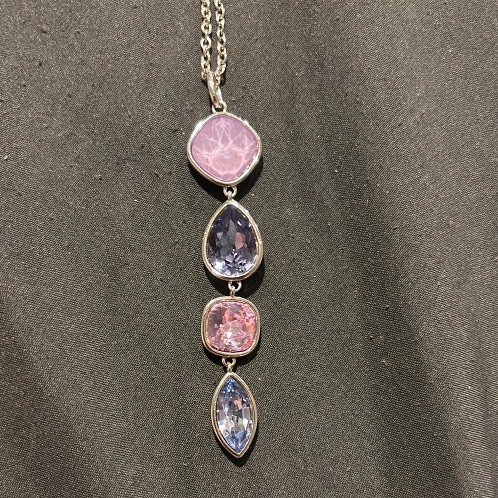 touchstone Crystal Elegant Silver and Pink Pendant Necklace